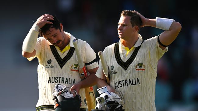 Travis Head with one of the answers for question 18 Picture: Getty Images