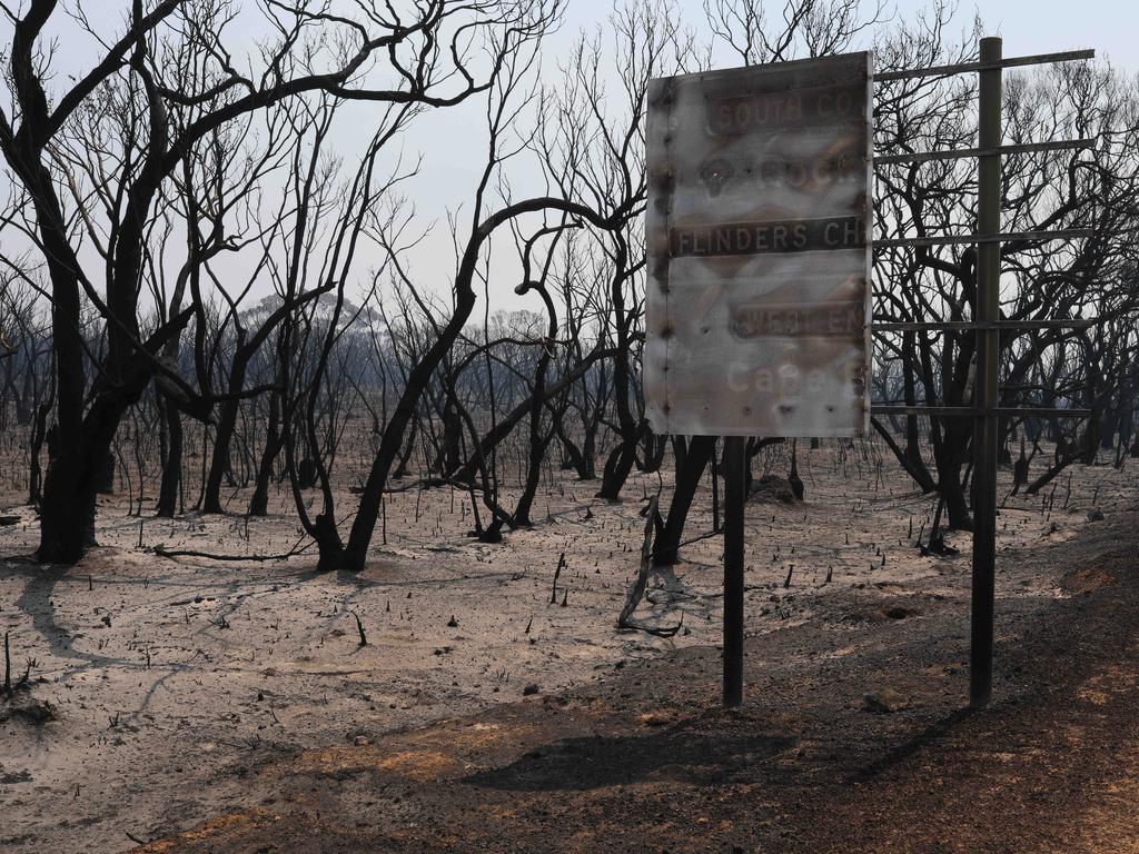 The aftermath at Kangaroo Island Wilderness Retreat after fire ripped through the Flinders Chase National Park. Picture: Emma Brasier