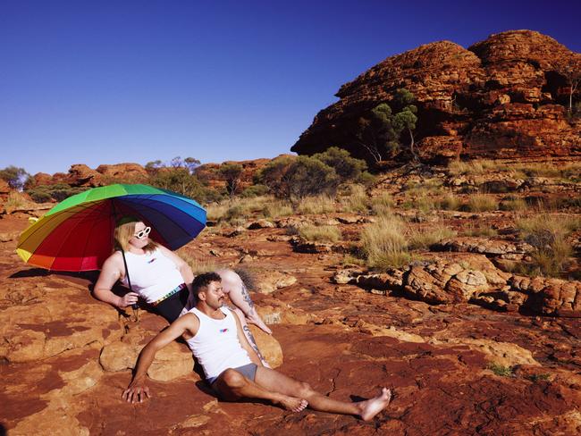 Bonds’ latest Pride range campaign is set against the rich red of the Central Australian landscape with the help of Tourism NT.