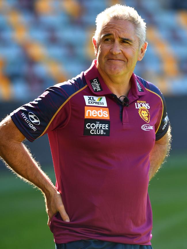 Lions coach Chris Fagan keeps an eye on training.