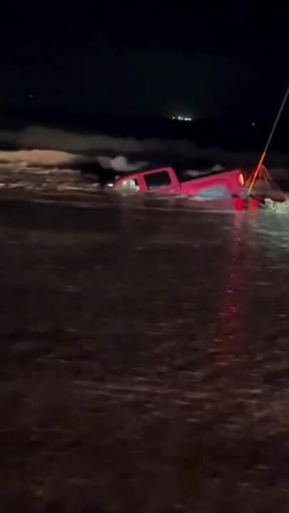 Truck Submerged in Floodwaters as Flash Flooding Hits Chaves County