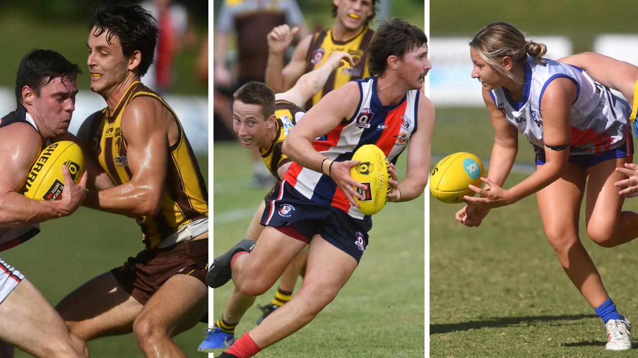 AFL Townsville's fittest players of 2024. Mani Gregson (University Hawks), Mitchell Dennis (Curra Swans), Tilly Kirchner (Thuringowa Bulldogs).