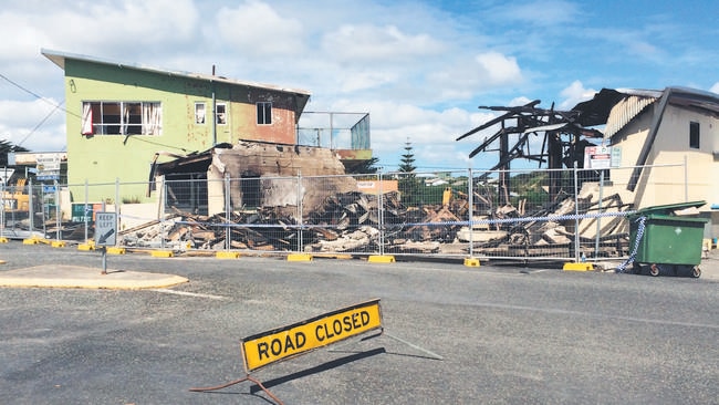 The aftermath of the pharmacy fire at Currie, King Island, in January 2015. Picture: SUPPLIED