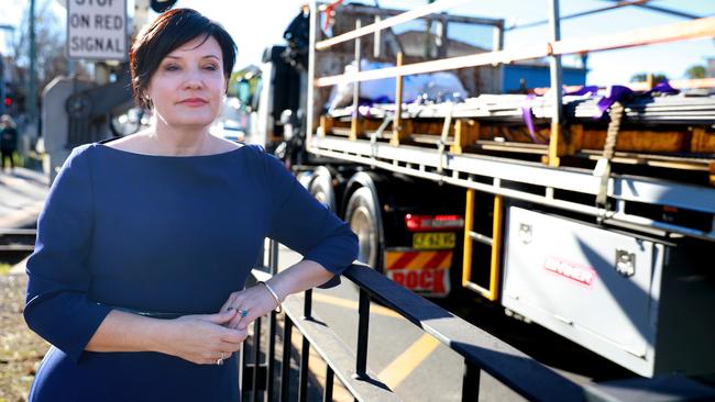 NSW opposition leader Jodi McKay at Riverstone crossing on Monday. Picture: Angelo Velardo