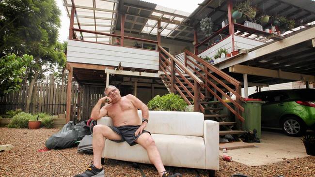 Goodna resident Frank Beaumont pictured outside his home when it dried out after the floods. Picture: Inga Williams IS310113POSTFLOOD2