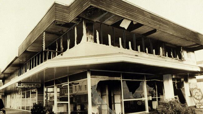 The remains of the Whiskey Au Go Go nightclub on St Paul's Terrace after 15 people died in a firebomb in 1973. Picture: File Photo