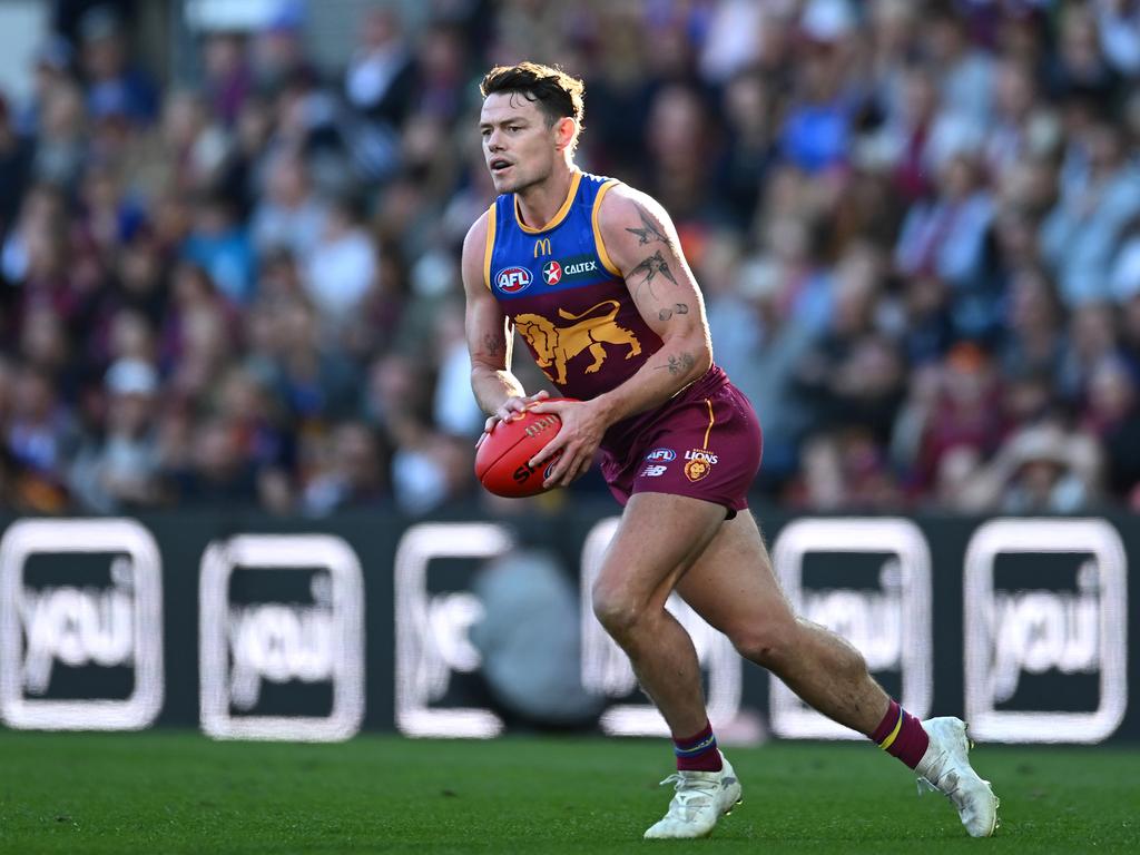 Lachie Neale was well-held for three quarters on Sunday but was influential in the final term. Picture: Albert Perez/Getty Images.