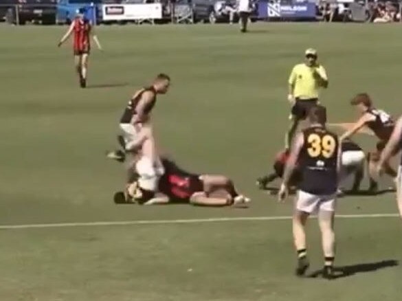 A dangerous tackle in the River Murray Football League has resulted in a Jervois player copping alleged racial abuse. Picture: RMFLTV