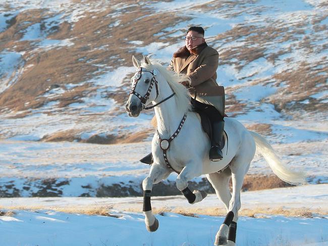 The North Korean leader also likes to release pictures of him partaking in “outdoor” pursuits. Picture: AFP