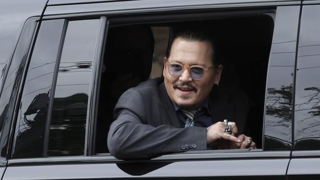 Johnny Depp leaves the Fairfax County Courthouse in Virginia on Wednesday. Picture: AFP