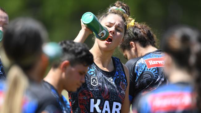 Moa Island product Tahlulah TIllett at Indigenous All Stars training. Picture: NRL Photos