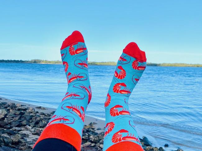 Prawn socks are made of 70 per cent combed-cotton, plus polyester, nylon and spandex.