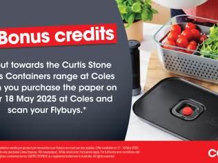 5 BONUS Glass Container credits towards the Curtis Stone Glass Containers range when you buy the paper this weekend at Coles!