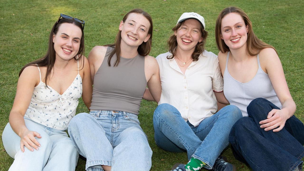 Emma Holland (left) with Ingrid Patterson, Abbey McAuliffe and Amelia Lathwell at the Toowoomba Carnival of Flowers Festival of Food and Wine, Sunday, September 15, 2024. Picture: Bev Lacey