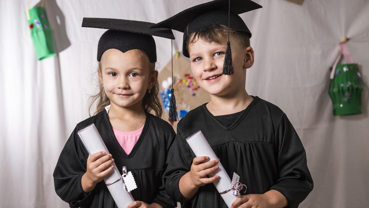 Deleilah Hunt and Michael Nolan prepare for their Rosemont Cottage early education centre graduation, Wednesday, November 24, 2021. Picture: Kevin Farmer