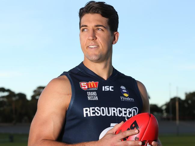 Alex Aurrichio (South Adelaide Football Club player) from America at Hickinbotham Oval. Alex is speaking in the lead up to the SANFL's Multicultural Round and the importance of embracing everyone's backgrounds. 26/05/17  Picture: Stephen Laffer