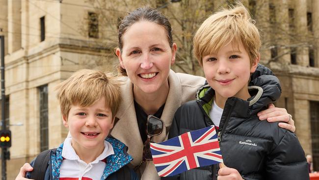 South Australians gathered at Parliament House, North Tce, to witness the Proclamation of the ascension of King Charles III. Picture: Matt Loxton