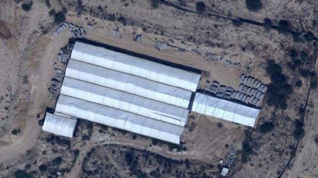 Hamas construction work on a tunnel in the northern Gaza Strip, in an aerial image published by the Israeli military. Picture: IDF