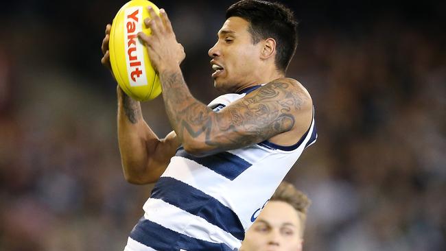 Geelong’s Tim Kelly takes a mark in third quarter. Pic: Michael Klein