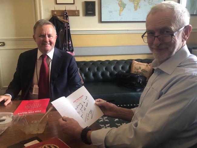 Picture posted on Anthony Albanese's Instagram profile of him and Jeremy Corbyn in London.