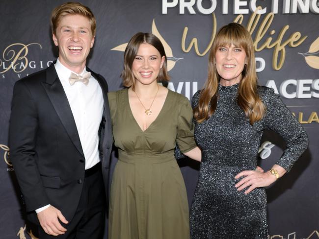 (L-R) Robert Irwin, Bindi Irwin and Terri Irwin attend the Steve Irwin gala to support the Wildlife Warriors conservationist organization at Bellagio Resort & Casino on May 11, 2024 in Las Vegas, Nevada. Picture: Ethan Miller/Getty Images