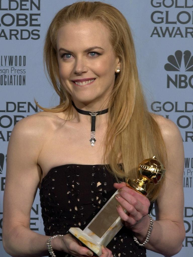 Nicole Kidman with her Golden Globe award for Moulin Rouge. Picture: Supplied