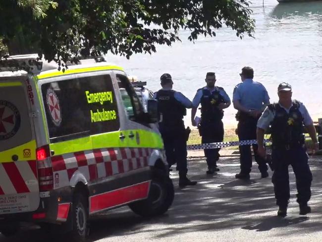 Police at the spot where Ms Haddad’s body was located. Picture: Top Notch Video