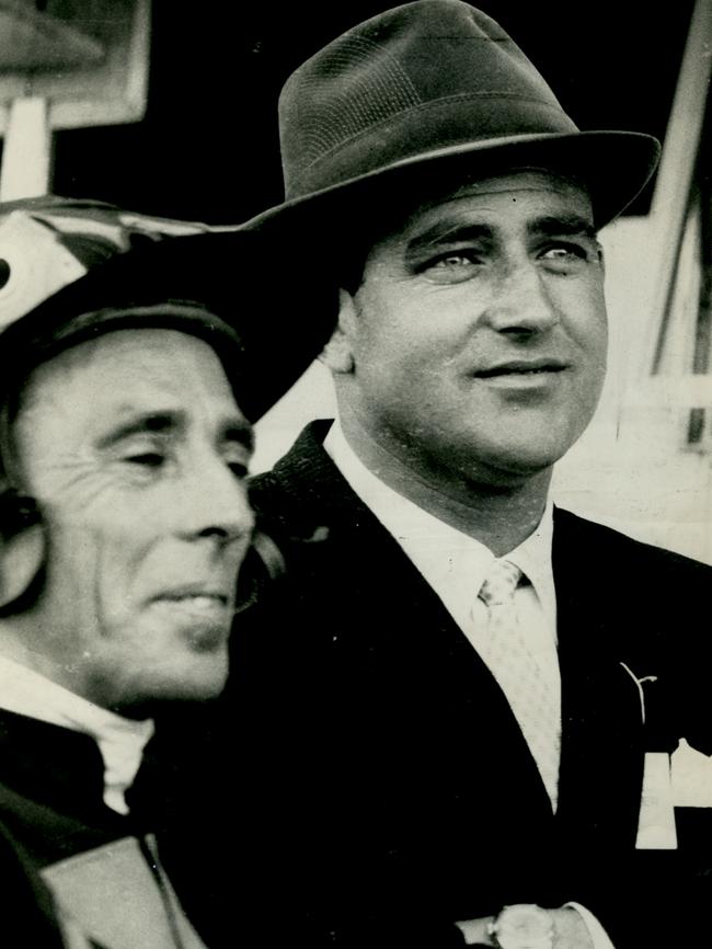 Bruce Galea with a jockey in 1974.