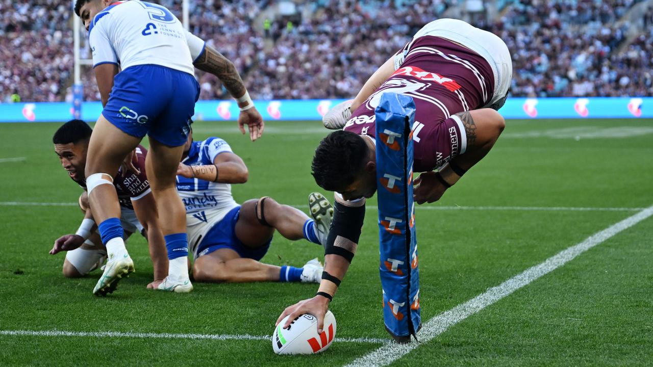 Talau scored a terrific try in his first finals game. Picture: NRL Photos