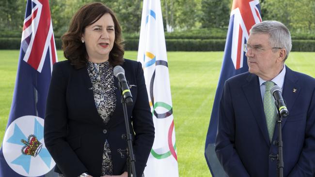 IOC President, Thomas Bach with Annastacia Palaszczuk. Picture: Greg Martin/IOC.