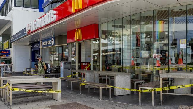 Empty seats outside Surfers Paradise McDonalds. Picture: Jerad Williams