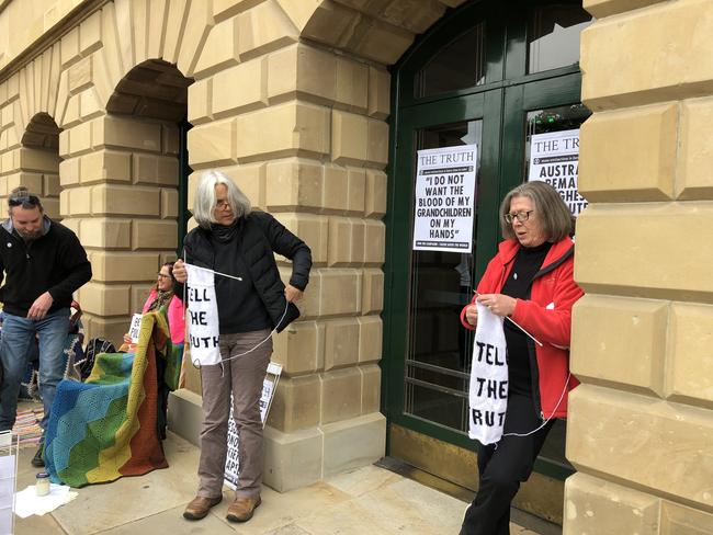 The Knitting Nannas were arrested at the Extinction Rebellion protests last year. Picture: RICHARD JUPE