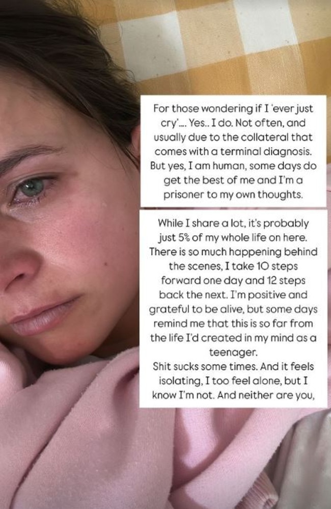 Kellie Finlayson shared a devastating update amid her battle with stage four cancer. Picture: Instagram