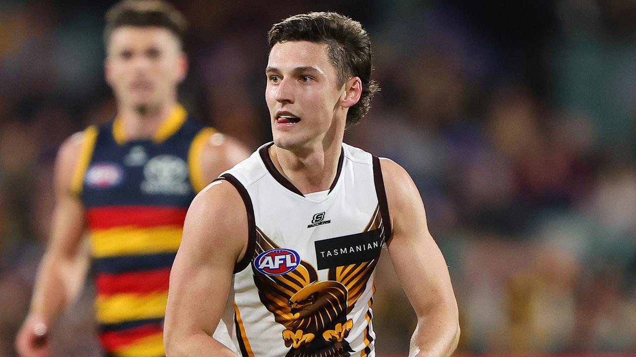 Sam Mitchell says Hawthorn’s younger players like Connor MacDonald are developing faster due to a succession of high-pressure games with a top-eight spot on the line. Picture: Sarah Reed / Getty Images