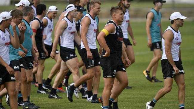 Wines is seen by many as the frontrunner to replace Travis Boak as Port’s next skipper. Picture: Kelly Barnes (AAP).