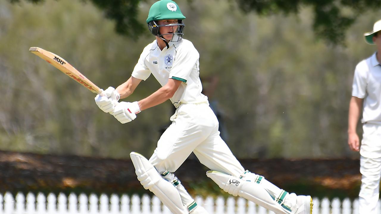 Brisbane Boys College batsman Jack Heelan batting in round 1. Picture, John Gass