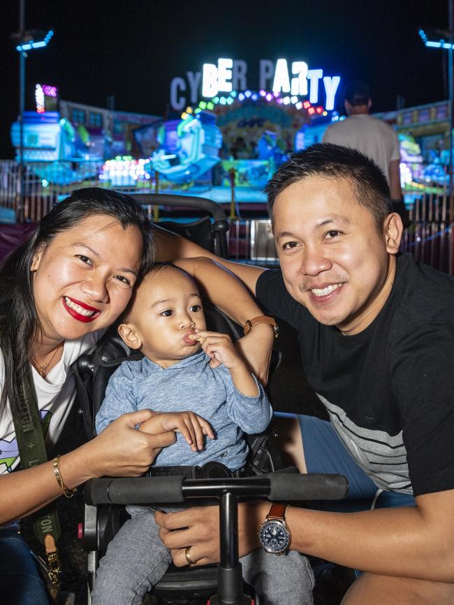 Jessel and Gerald Secretaria with their son Gabriel at Toowoomba Royal Show, Thursday, March 30, 2023. Picture: Kevin Farmer