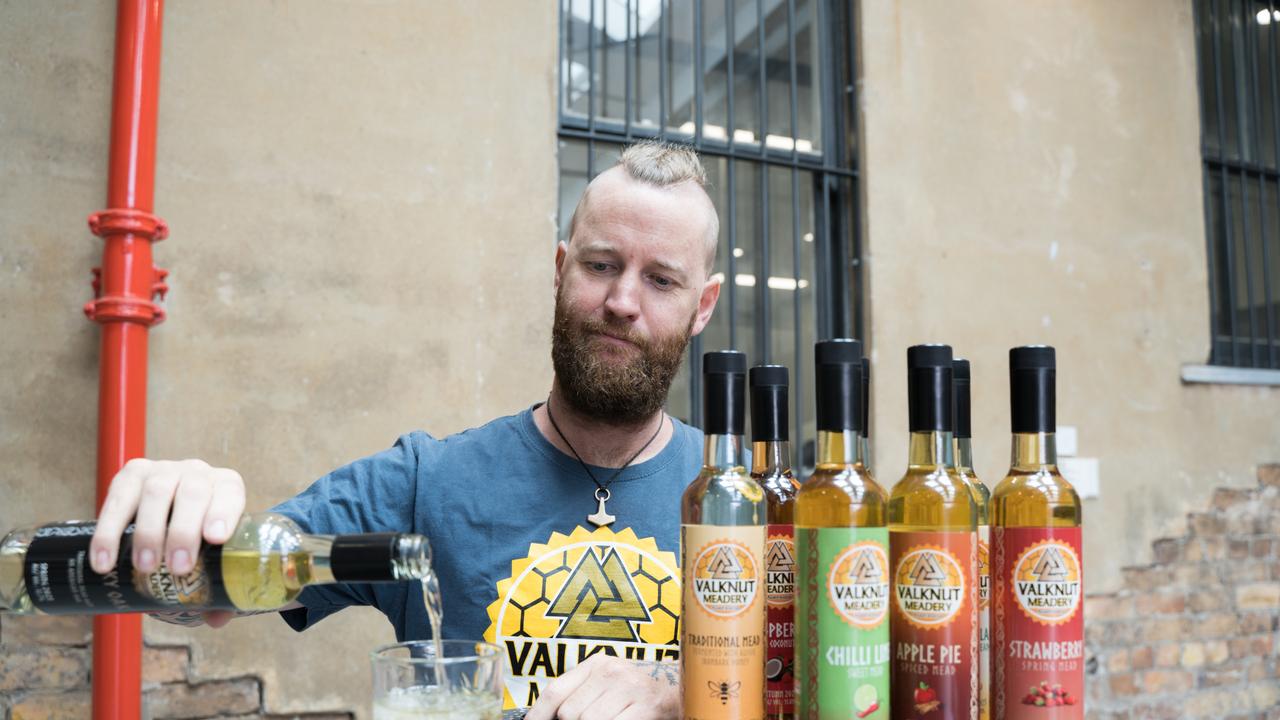 Matt Anderson has won multiple national awards for his Crows Nest mead, as the oldest alcohol in the world finds a growing niche market in Australia. Picture: Christine Schindler