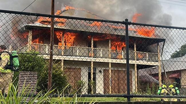 A two storey home fully engulfed in flames on Saturday afternoon, January 7.