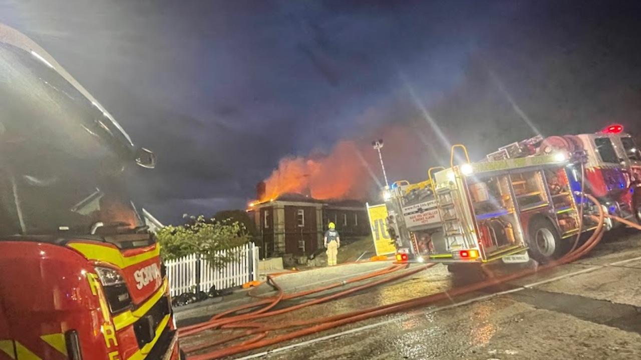 Fire crews respond to a fire at Peacock Centre. Picture: Cameron Whiteley