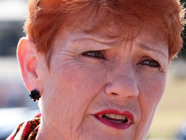 NEWCASTLE, AUSTRALIA - NewsWire Photos - May 22, 2021. One Nation boss Pauline Hanson at the Upper Hunter by-election at Muswellbrook Sports Centre.  Picture: NCA NewsWire / Peter Lorimer.