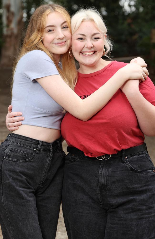 The Voice contestant Bella Taylor Smith (right) is the primary carer for her sister Gabby. Picture: Richard Dobson