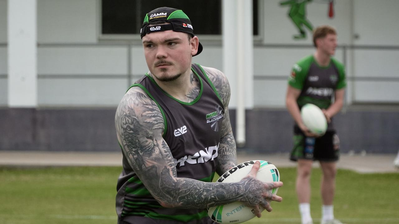 English Blackhawks recruit Robbie Storey during the 2025 Queensland Cup pre-season. Picture: Nathan Ferguson / Blackhawks Media