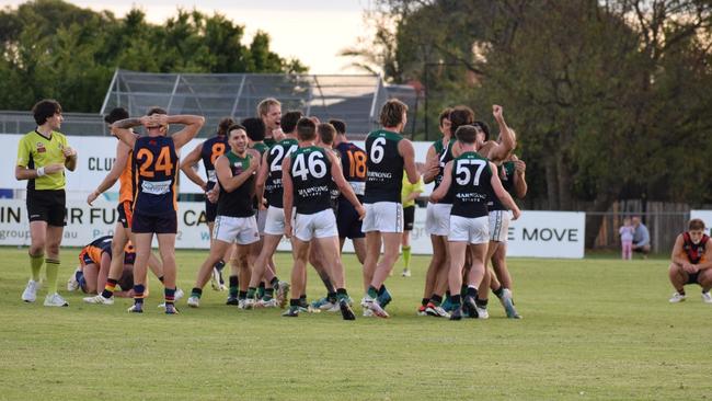 Greenvale players celebrate on the siren. Photo: Greenvale FC/Facebook.