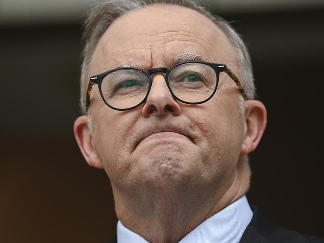 CANBERRA, AUSTRALIA, NewsWire Photos. JANUARY 24, 2024: The Prime Minister, Anthony Albanese and Minister for Communications, Michelle Rowland announce the new ABC Chair Kim Williams at Parliament House in Canberra. Picture: NCA NewsWire / Martin Ollman