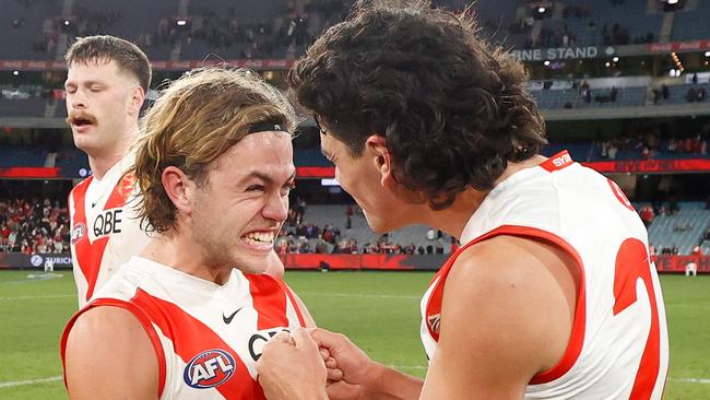 James Rowbottom (left) and Justin McInerney are playing integral roles in the Swans’ success. Picture: Getty Images