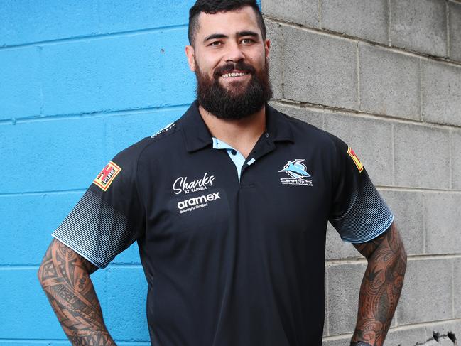 Pictured at Shark Park in Cronulla is Cronulla Sharks NRL player Andrew Fifita ahead of the start of the 2021 season. Picture: Richard Dobson