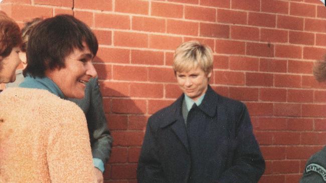 Sandra Willson, left, on the set of Prisoner in 1983.