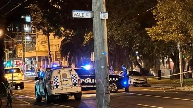 A teenager who allegedly attacked a man with a machete in an armed robbery in Melbourne’s southeast has been slapped with a string of charges.Police allege a 39-year-old man walking down Barkly Street in St Kilda was approached by a male and female about 9.15pm on Saturday, who allegedly demanded the man hand over his car keys.The male offender allegedly assaulted the 39-year-old with a machete before he and the female fled the scene empty-handed. Picture: 9News