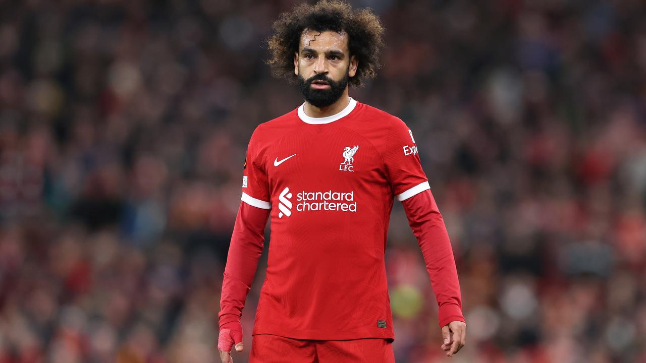 LIVERPOOL, ENGLAND - OCTOBER 05: Mohamed Salah of Liverpool FC during the UEFA Europa League 2023 Group E match between Liverpool FC and R. Union Saint-Gilloise at Anfield on October 05, 2023 in Liverpool, England. (Photo by Alex Livesey/Getty Images)